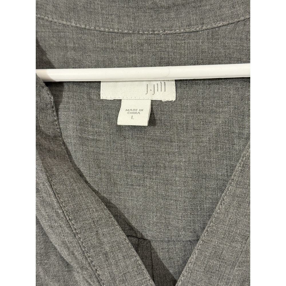 J. Jill Long Sleeve Button Front Tunic Gray Sz L Rayon Workwear Corpcore Mature - Picture 2 of 4